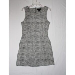 Tahari A-Line Knit Women's Black White Glen Plaid Sleeveless Dress - Size 8